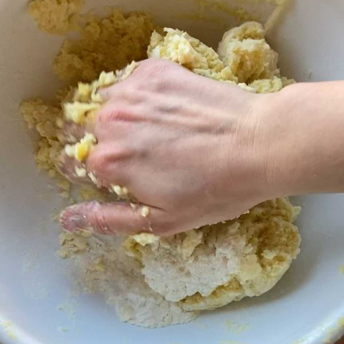 Kartoffelteig kneten per Hand