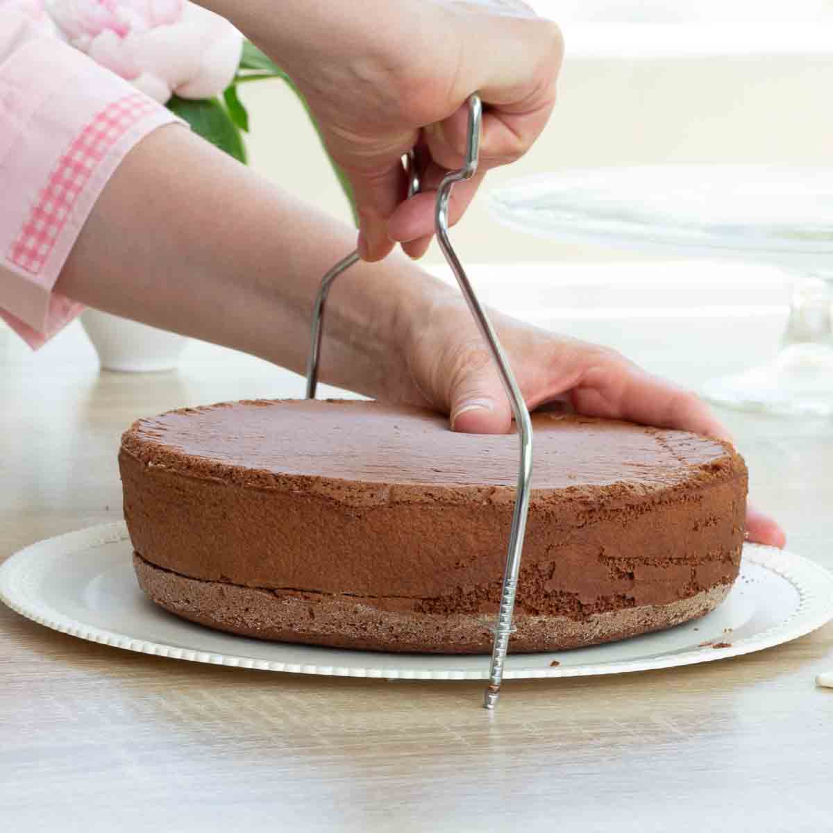 Torte mit Tortenschneider schneiden