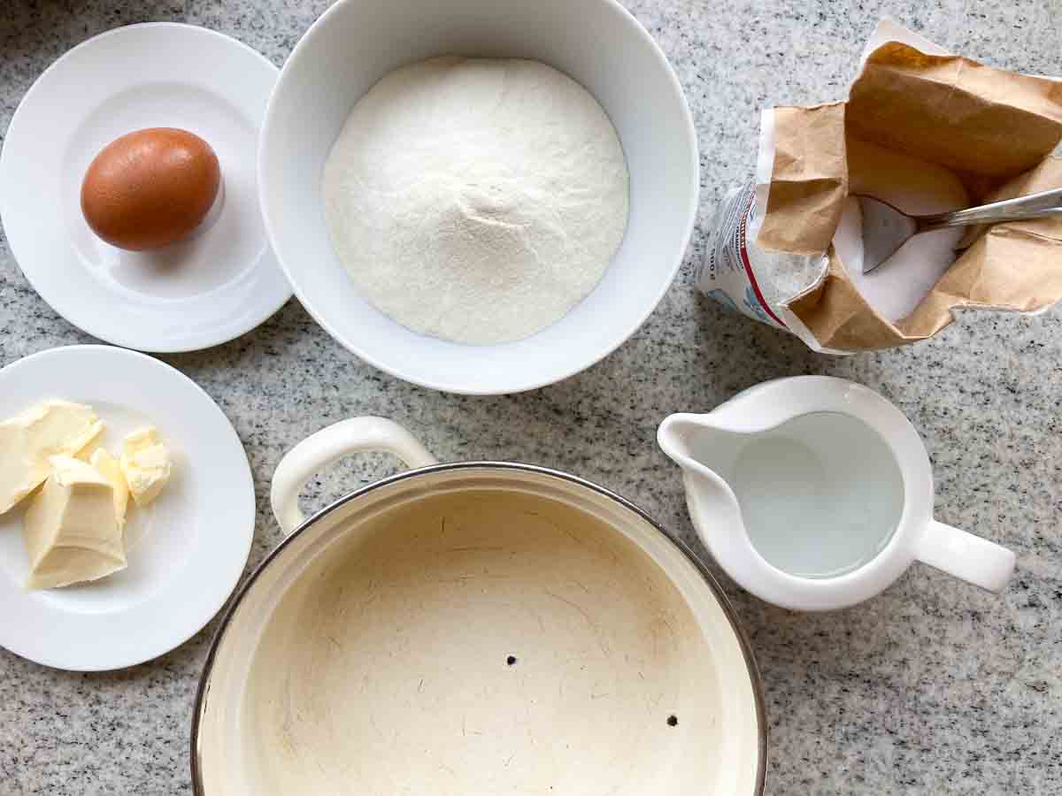 Zutaten Brandteig für Obstknödel | Ingredients four boiled choux pastry dumplings