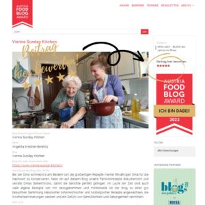 Voting für Vienna Sunday Kitchen als Blog des Jahres