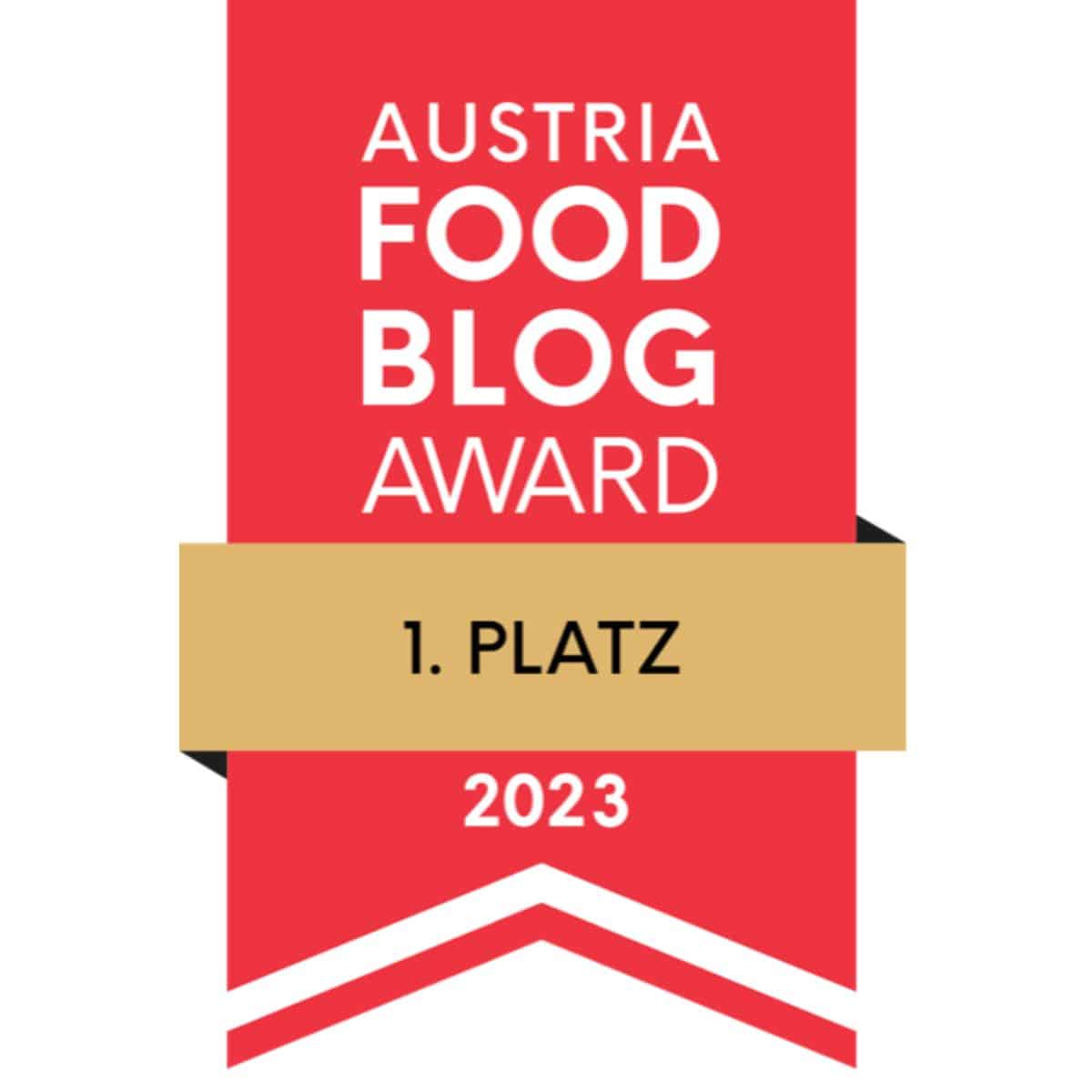 Austria Foodblog award Wimpel 1. Platz Publikumspreis 2023.