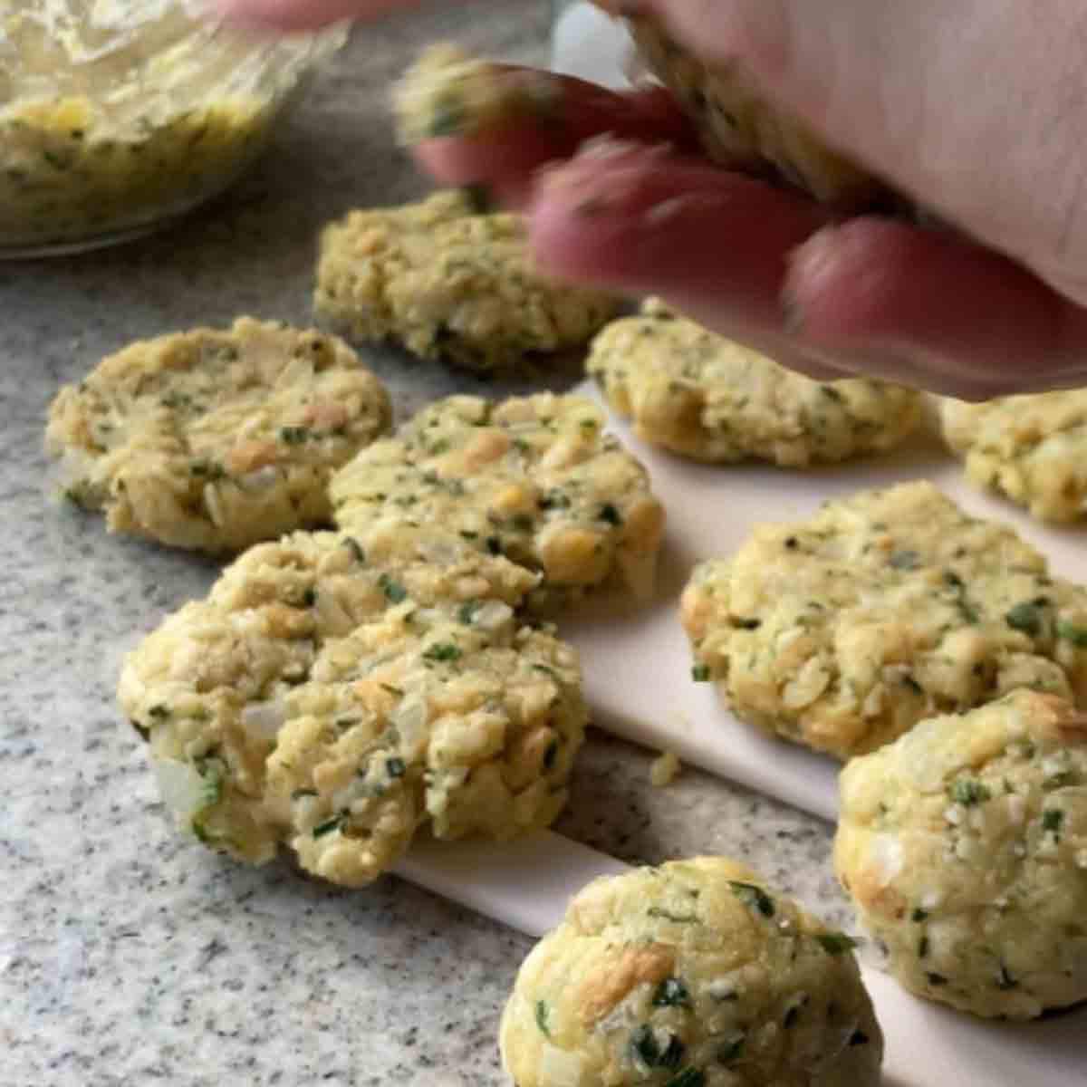 Shaped Kaspressknödel patties.